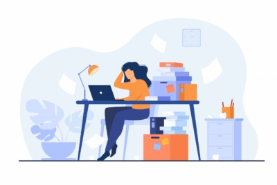 Burnout symptoms Burnout symptoms - woman sitting and working